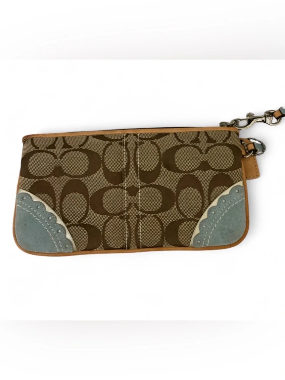 Authentic Rare 2005 Coach Signature Logo Coral Fish Wristlet
